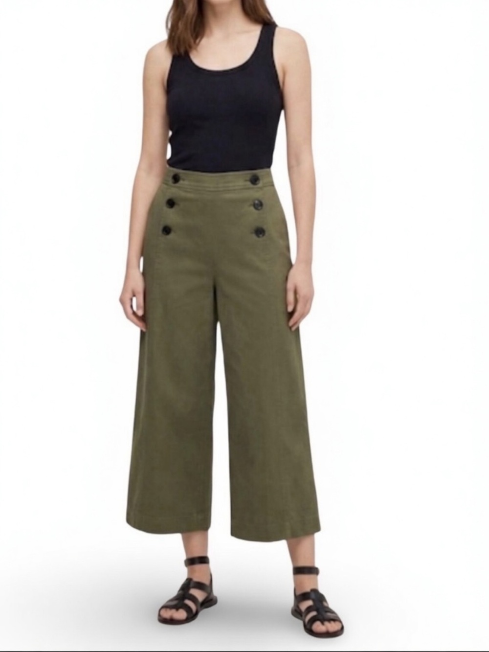 Kate Spade High Waisted Wide Crop Military Pants Green Size 6